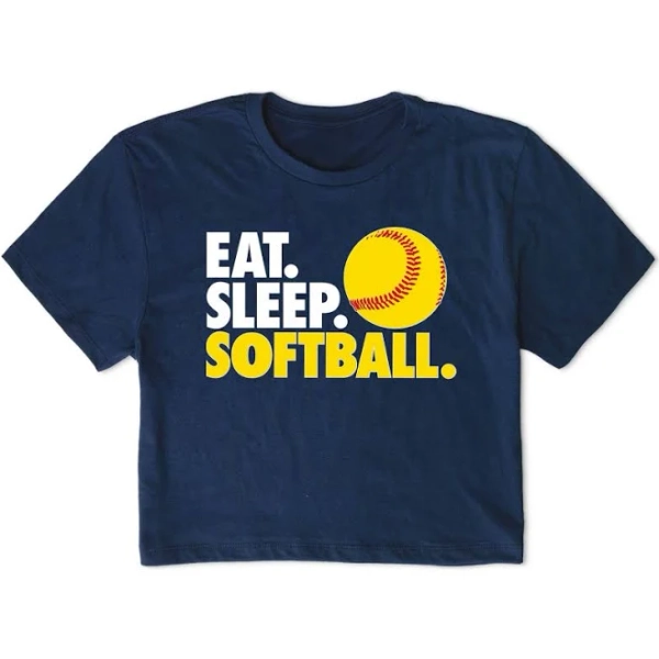 ChalkTalkSPORTS Softball Short Sleeve Crop Tee Eat Sleep Softball