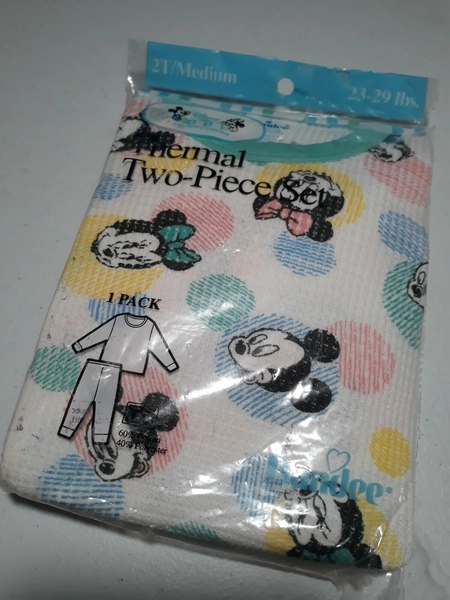 NOS Vtg Dundee Disney Babies Baby Mickey Minnie Thermal Pajamas 1980's RARE 