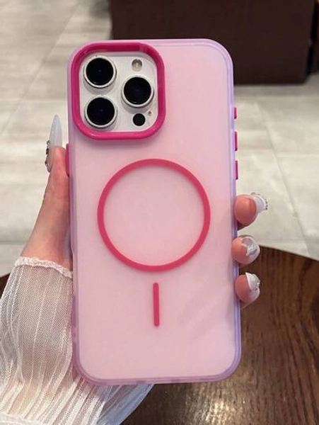 DECOPHONE Pink Luxury Translucent Magnetic Wireless Charge Phone Case Compatible With Apple 17,17 Pro,17 Air 17 Pro Max 16 15 14 13 12 11 Pro Max 16 Plus Clear Protection Shockproof Bumper Cover