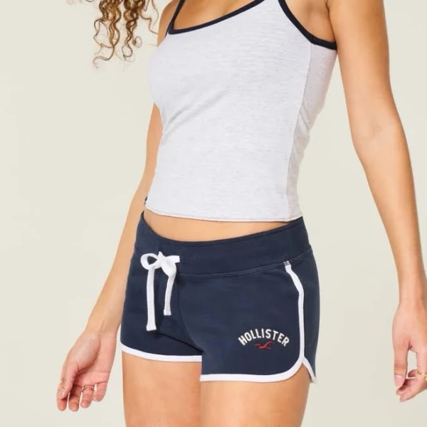 Hollister Women's Ultra Low-Rise Logo Graphic Fleece Shortie Shorts