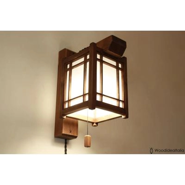 shoji wooden wall light, wood and rice paper wall lamp, oriental style wall lamp, shoji artisan lamp
