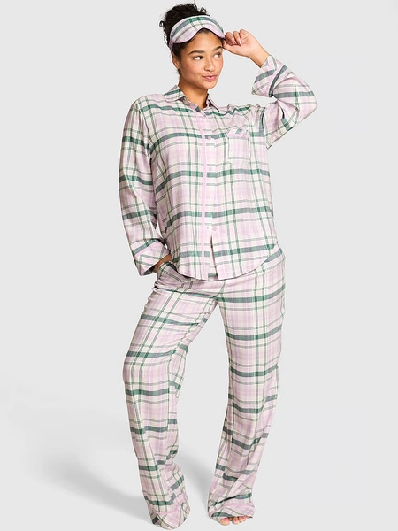 3-Piece Flannel Eye Mask & Long Pajama Set
