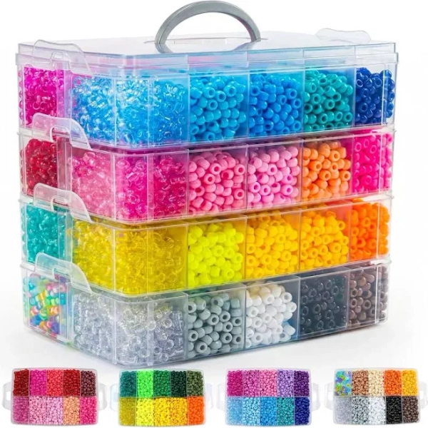 14000pcs Pony Beads Kit, 40 Colors Rave Kandi Beads For Bracelet