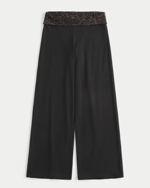 Hollister Callie Reversible Knit Foldover Waist Wide-Leg Pants
