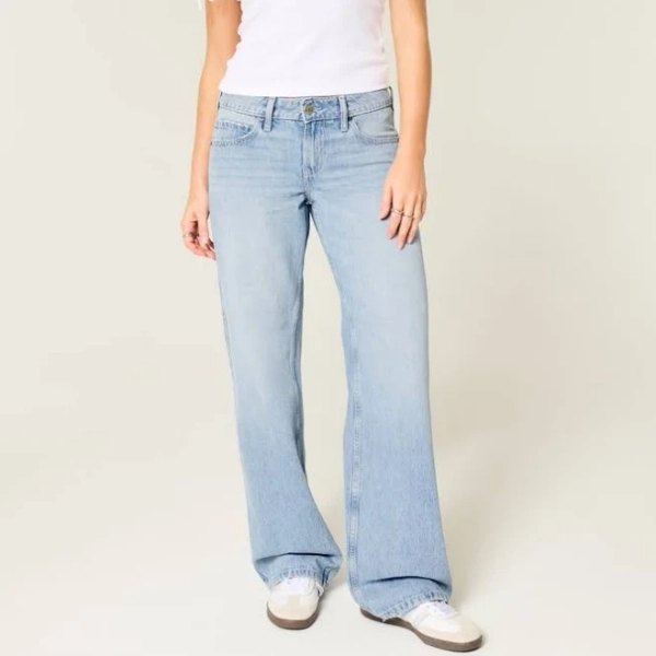 Hollister Women's Low-Rise Studded Bows Baggy Jeans