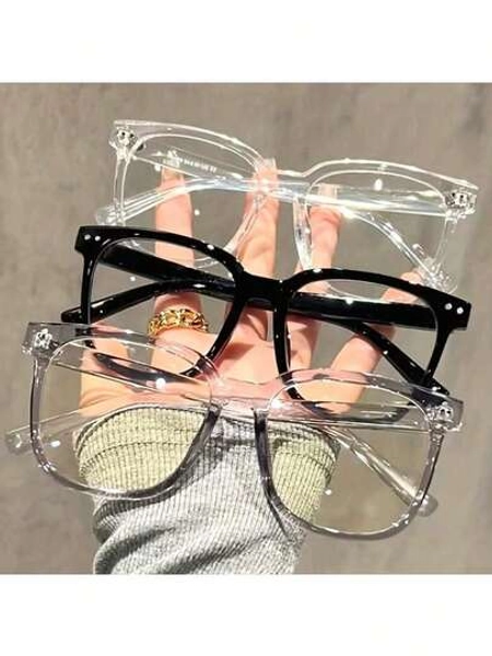 Plain    Casual    None    Unisex Glasses - Transparent Black Frames With Face-Contouring Design! Contemporary Campus Style For Men & Women. Perfect For Back-To-School Season & Fall Fashion!