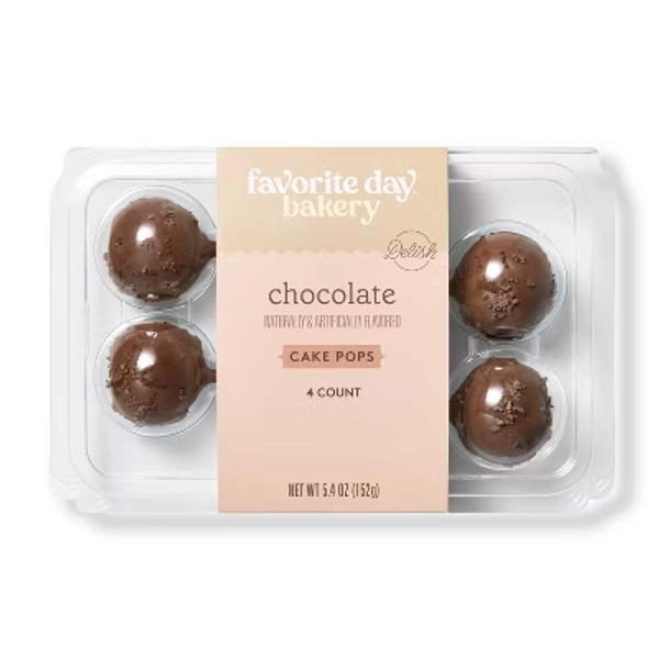 Everyday Chocolate Cake Pops - 5.4oz/4ct - Favorite Day™