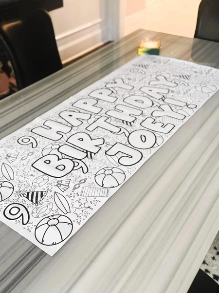 Coloring Table Runner for Kids Birthday Party, Coloring Table Cover, Giant Birthday Coloring Poster, Personalized Birthday Coloring Banner