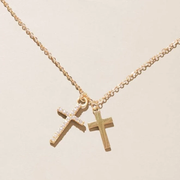 Sahira Jewelry Women's Double Cross Necklace