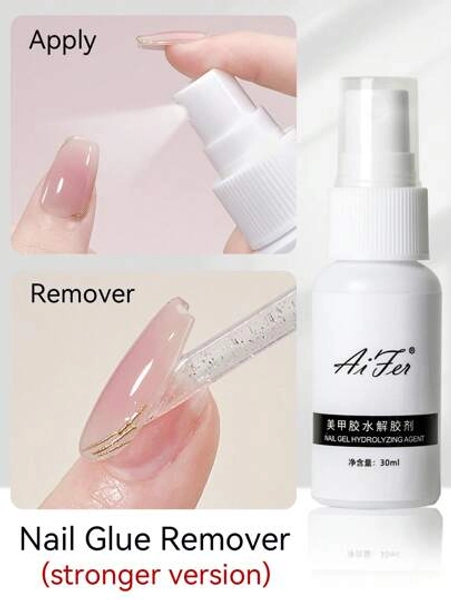 AiFer 1 Pc 30ml Nail Glue Remover For Press On Nails Easy Remove Solid Nail Glue Gel On Fake Nail Tips Not For Gel-Base Glue Or Gel Nail Polish
