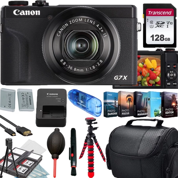 Canon PowerShot G7 X Mark III Digital Camera (Black)+128GB Transcend Memory Card+Camera Shoulder Bag+12 inch Flexible Spider Tripod+Deluxe Accessory Bundle (International Version) - Walmart.com