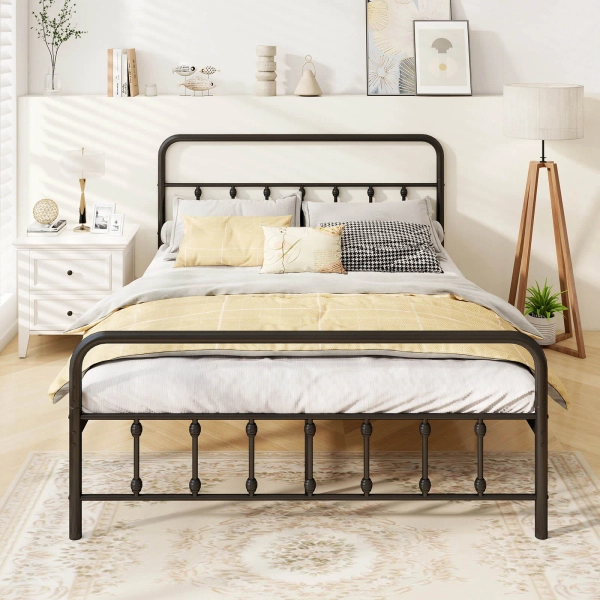 Bed Frame With Headboard Under Bed Storage No Box Spring Needed Black