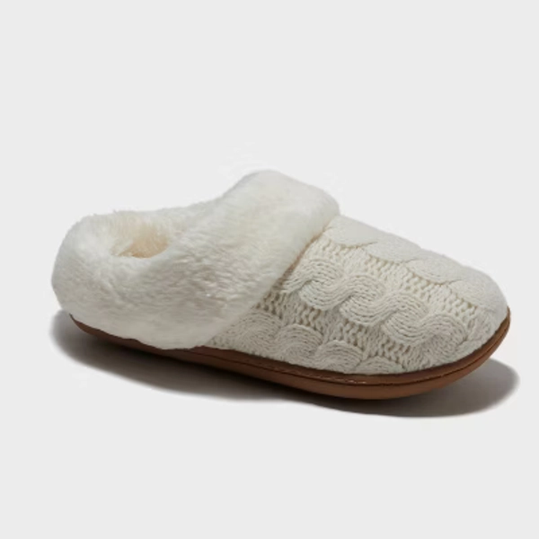 dluxe by dearfoams Women's Carol Slippers - Cream S: Indoor/Outdoor Cushioned Slide, Machine Washable, Closed Round Toe