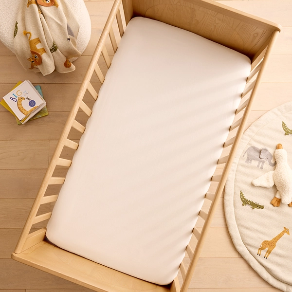 Adairs Baby - Vintage Washed Linen Coconut Fitted Sheet | Adairs
