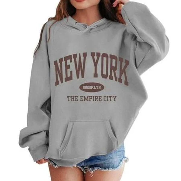 Tiijoy Big Girls Loose Fit New York Letter Print Hoodie