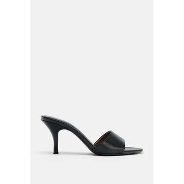 Zara - Leather Heeled Sandals - Black - 7½ - Woman