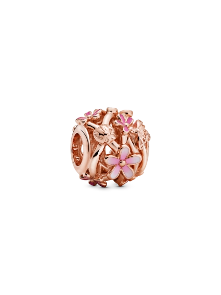 Openwork Pink Daisy Flower Charm