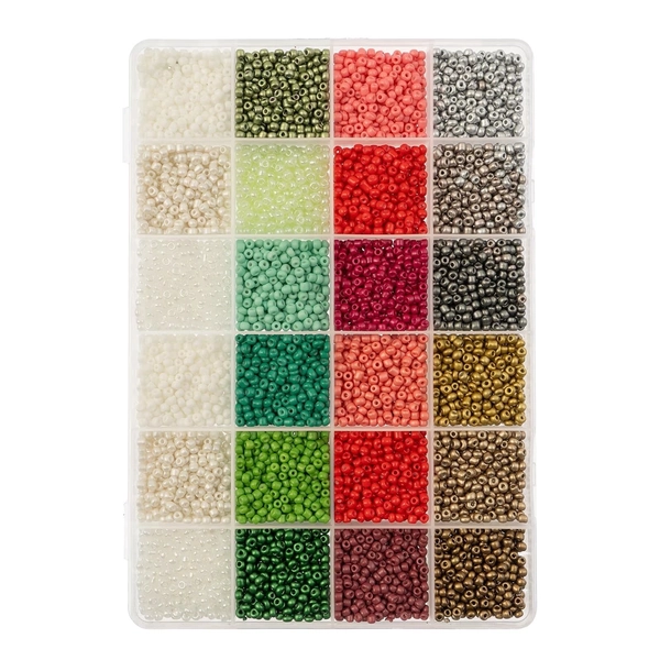 John Bead 300g 8/0 Glass Seed Beads, 12,500 Pieces, 24 Noel Xmas Night Colors Palette Bead Box, Jewelry Making Beads for Bracelets, Necklaces & DIY Crafts - Walmart.com