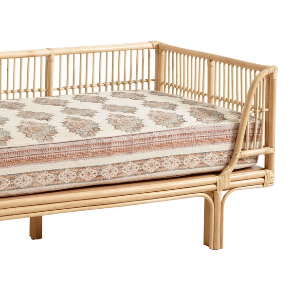 Sonya Natural Brown Block Printed Twin Mattress Cover