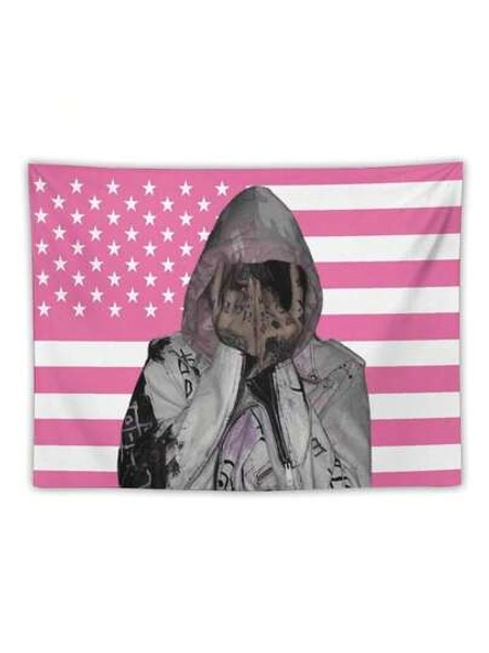 Lil Music Peep Character Wall Hanging, Rapper Tapestry, College Dormitory Wall Art Flag, Party Decoration Banner Background, Home Decoration, Bedroom And Living Room Decoration