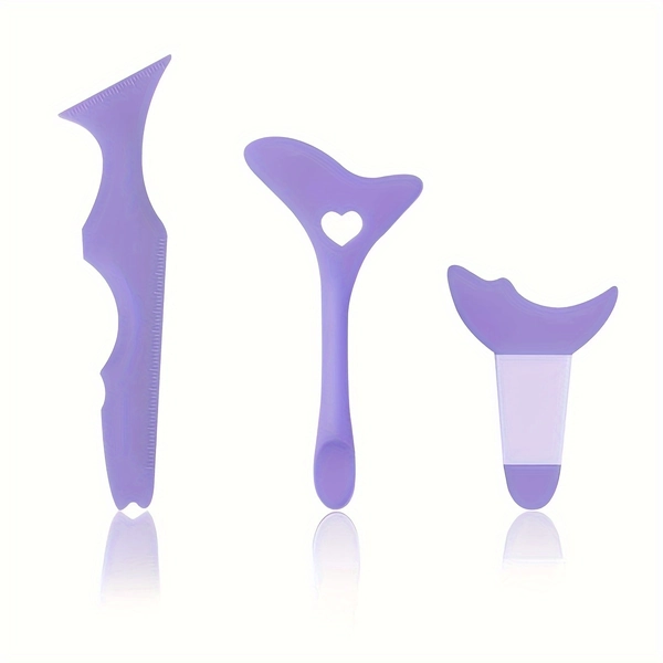 3pcs Silicone Makeup Tool Set - Eyeliner & Mascara Shields, Fragrance-Free Beauty Accessories