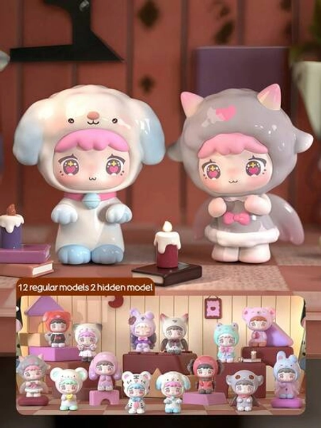 POKOJA LAND Blind Box (Non-Plush Filling),Cute Animal Ear Figurines - Rare Hidden Style Collectible Figurines, Made Of High-Quality Materials, Suitable For Tabletop Decorations And Room Ornaments. Ideal Gifts For Friends And Family.Cute Cartoon Character Decor Figurine - Size 1Pc (random)