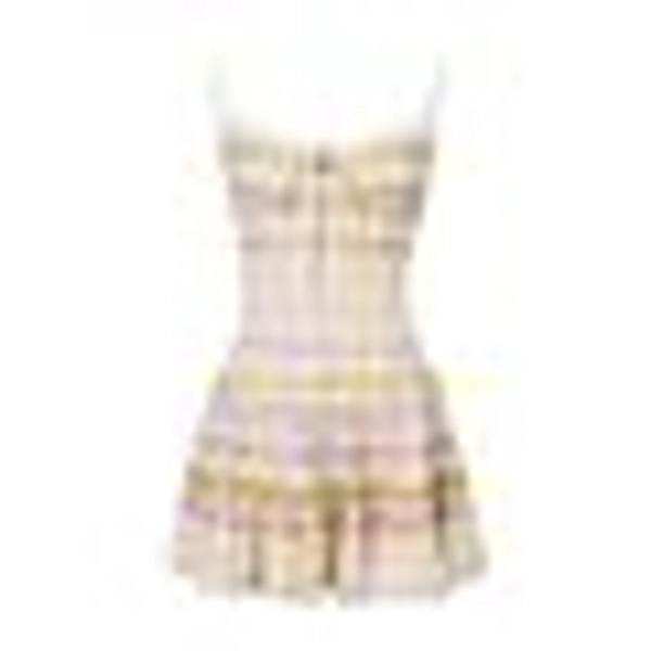 Fake Two-piece Plaid Spliced Cami Dress - Stripe Dress / L
