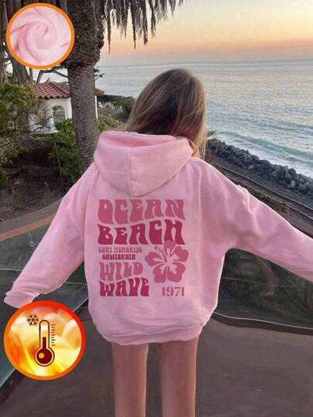 1 Set Girls' Casual Printed Hooded Sweatshirt, Long Sleeve Thick Fleece Design For Autumn/Winter - Wear Our Comfortable And Fashionable Children's Hoodies And Explore The World! - Size 9Y