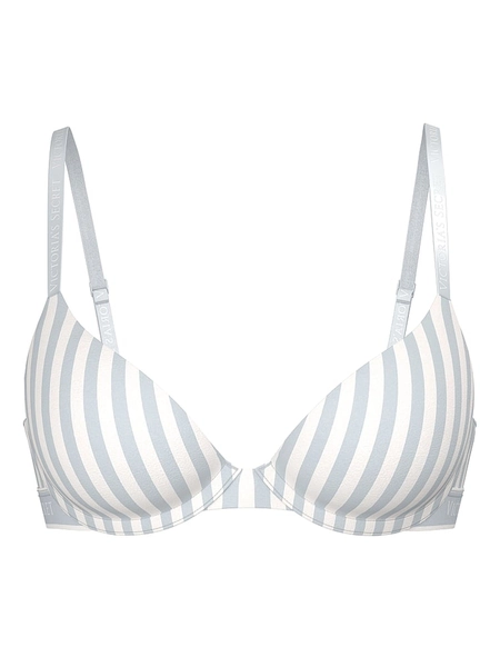 Grey fog Stripe Lightly Lined Demi Cotton Logo Bra