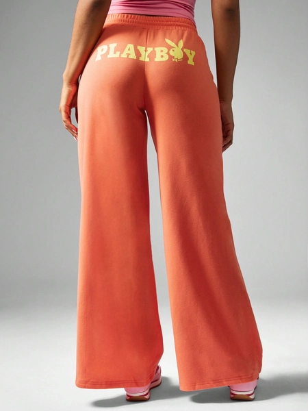 Missguided x Playboy Premium Comfortable Wide Leg Drawstring Waistband Sweatpants
