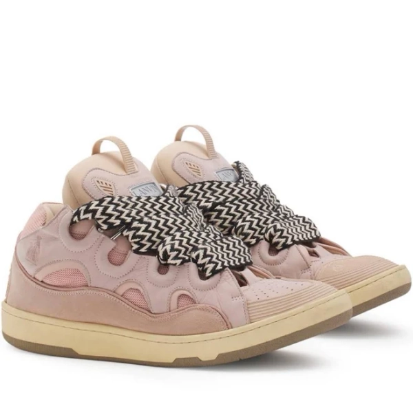 Lanvin Unisex Leather Curb Sneakers - Pink - Size 11 - Pale Pink