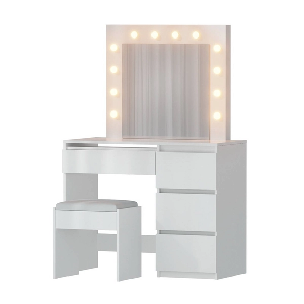 Artiss Dressing Table LED Makeup Mirror Stool Set 12 Bulbs Vanity Desk White