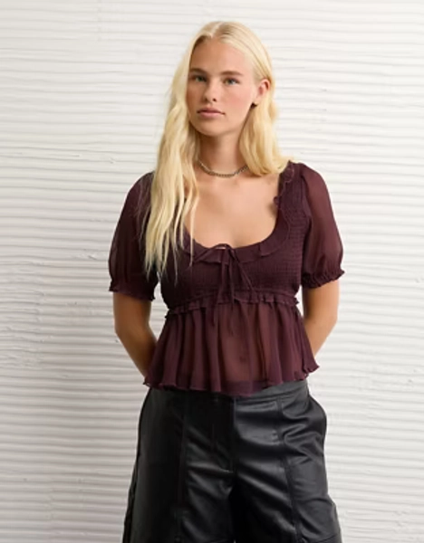 AE Smocked Babydoll Blouse