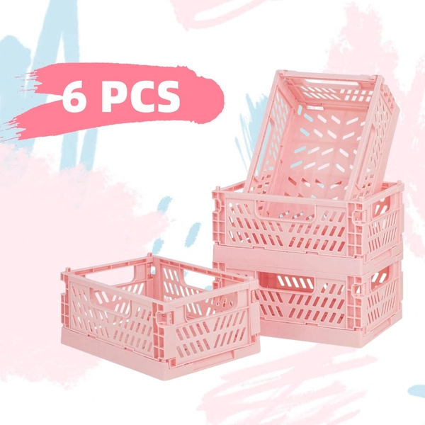 pink storage baskets