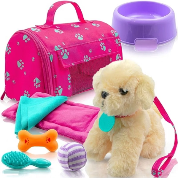 Plush Stuffed Puppy Dog 9 PCS Set for Baby Doll Accessories Fits for 18’’ American Girl Dolls - Play22Usa