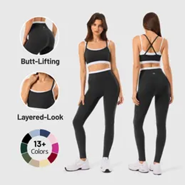 INNO MINT Women's 2-Piece Fitted Design Activewear Set - Spandex for Gym, Soft Breathable Casual Sportswear Outfit with Seamless Yoga Leggings & Padded Sports Bra, High Stretch Athletic Wear