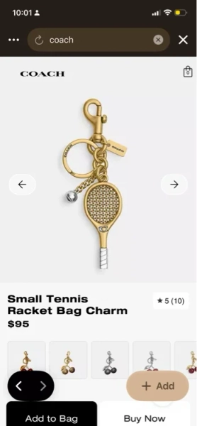 Small Tennis Racket Bag Charm