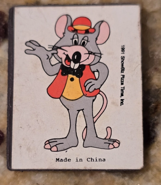 1½" Vintage 1991 Chuck E. Cheese Showbiz Pizza Locker Fridge Magnet