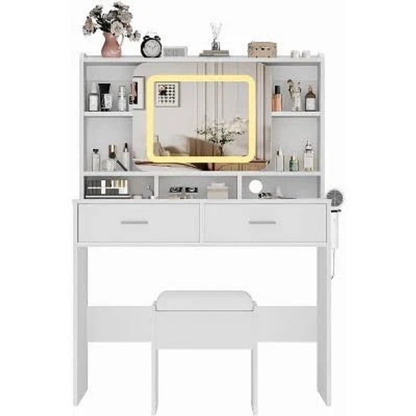Vanity Desk with Sliding Mirror