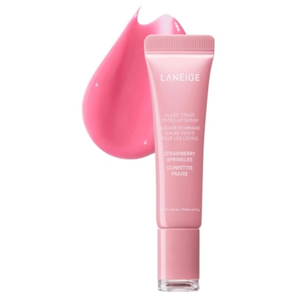 LANEIGE Glaze Craze Tinted Polypeptide Lip Serum Treatment Strawberry Sprinkles - Cool Pink .42 oz/12 g