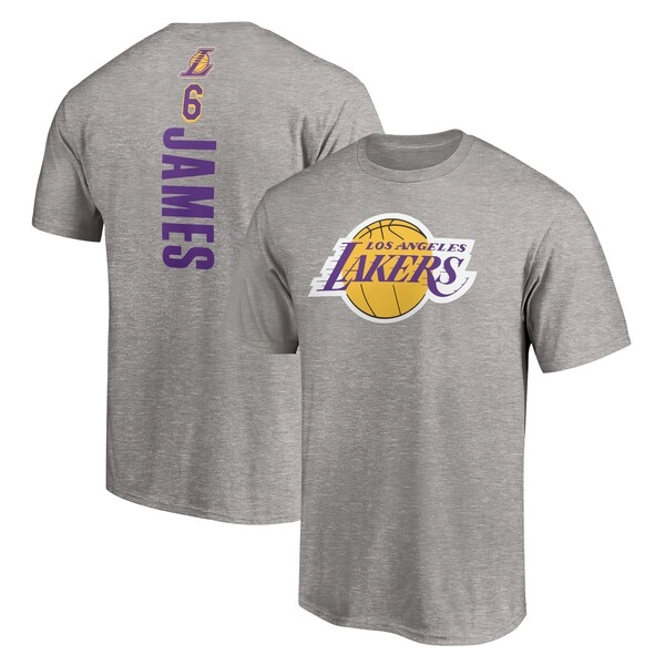 Men's Los Angeles Lakers LeBron James Heathered Gray #6 Playmaker Name & Number T-Shirt