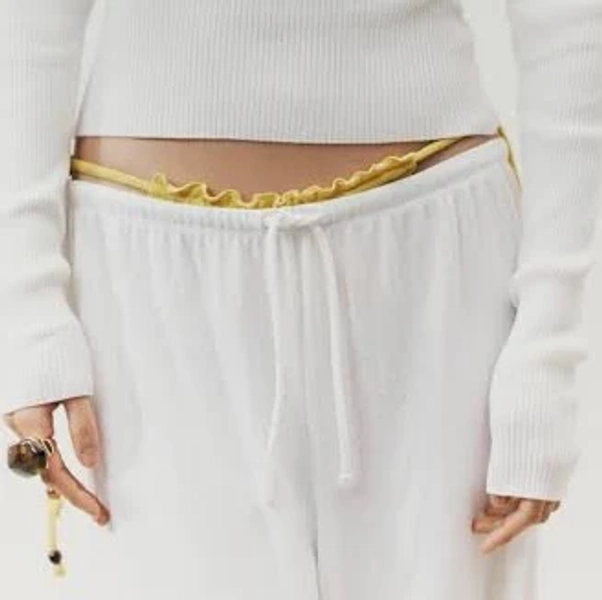 Ladies - Cream Wide-Leg Drawstring Pants - Size: XL - H&M