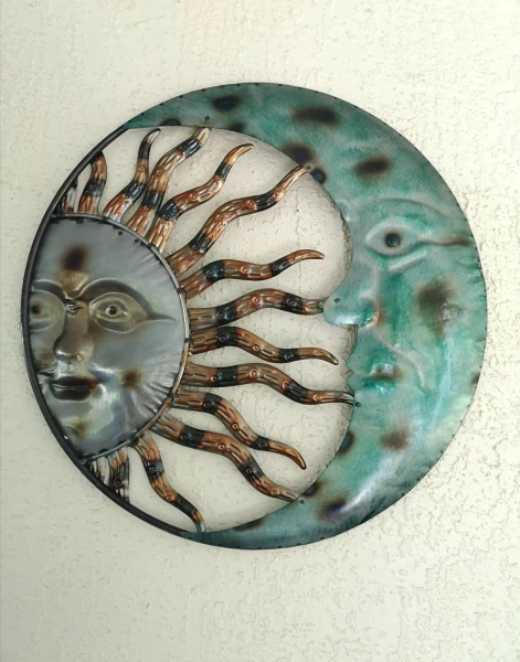 Sun and Moon Metal Wall Art: Cosmic Celestial Home Decor (20" Wide)