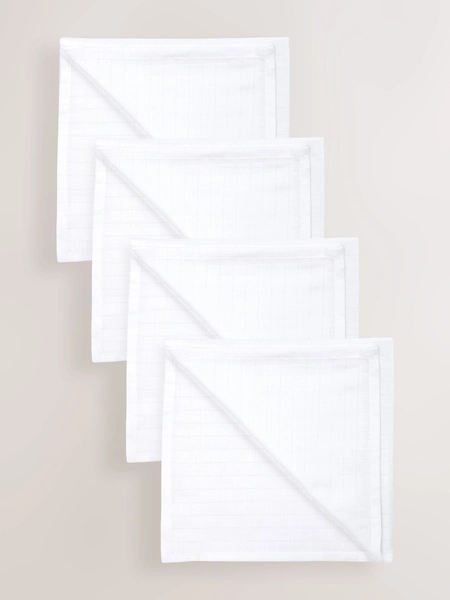 White 100% Cotton Muslin Baby Cloths 4 Pack