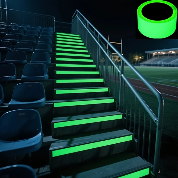 1 Roll Green Glow-In-The-Dark Self-Adhesive Tape - 5.0Cm X 300Cm. for Stair Treads, Bike Handlebars, Fire Warning And Stage Decor - Indoor/Outdoor Use, Halloween And Christmas Gift