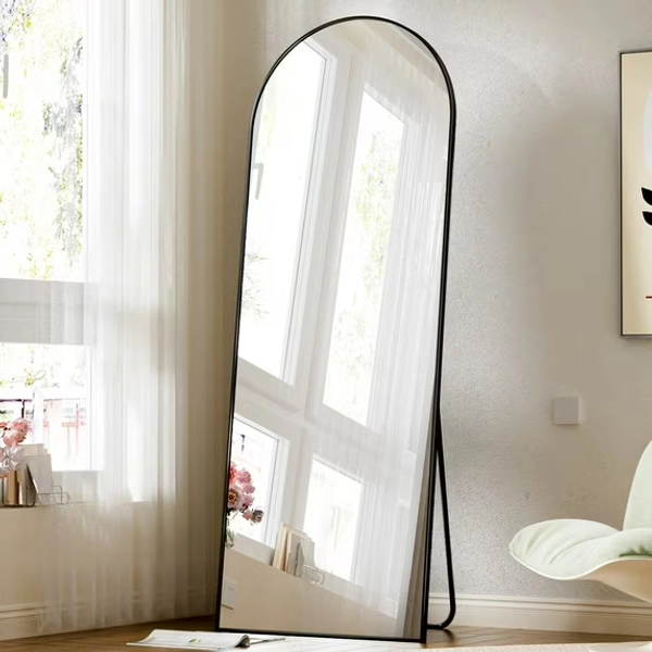BEAUTYPEAK Arched Full Length Floor Mirror 59.1"x16" Full Body Standing Mirror,Black