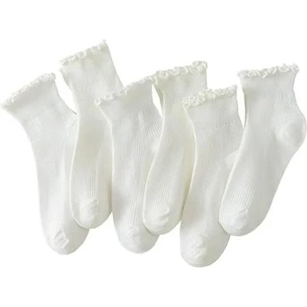 Lechao Women's Ruffle Ankle Socks (6 Pairs)