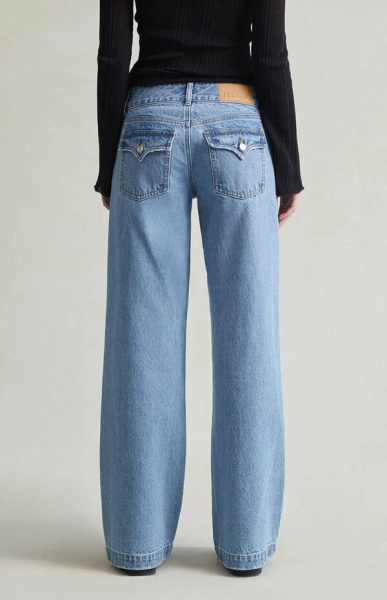 Casey Low Rise Baggy Jeans Double Button Medium Indigo
