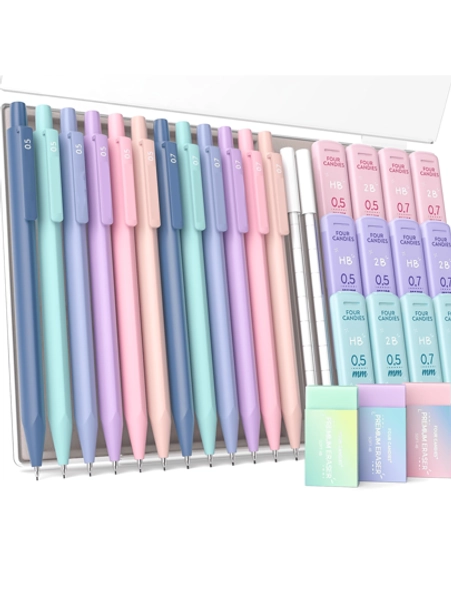 6pcs/12pcs Individual Or 29pc Set Mechanical Pencils (0.5mm & 0.7mm) - Art & Writing Essentials,Stationery,School Supplies
