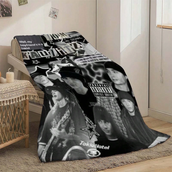 Tokio Hotel Rock Band Collage Print Soft Blanket, All-Season Use, Hypoallergenic And Tear-Resistant, Ideal For Sofa, Bed, Office, Camping, And Travel, Christmas Gift, Wedding, Birthday, Friend Gift,  Cozy Blanket, Stylish Throw, Artistic Pattern-280gsm
